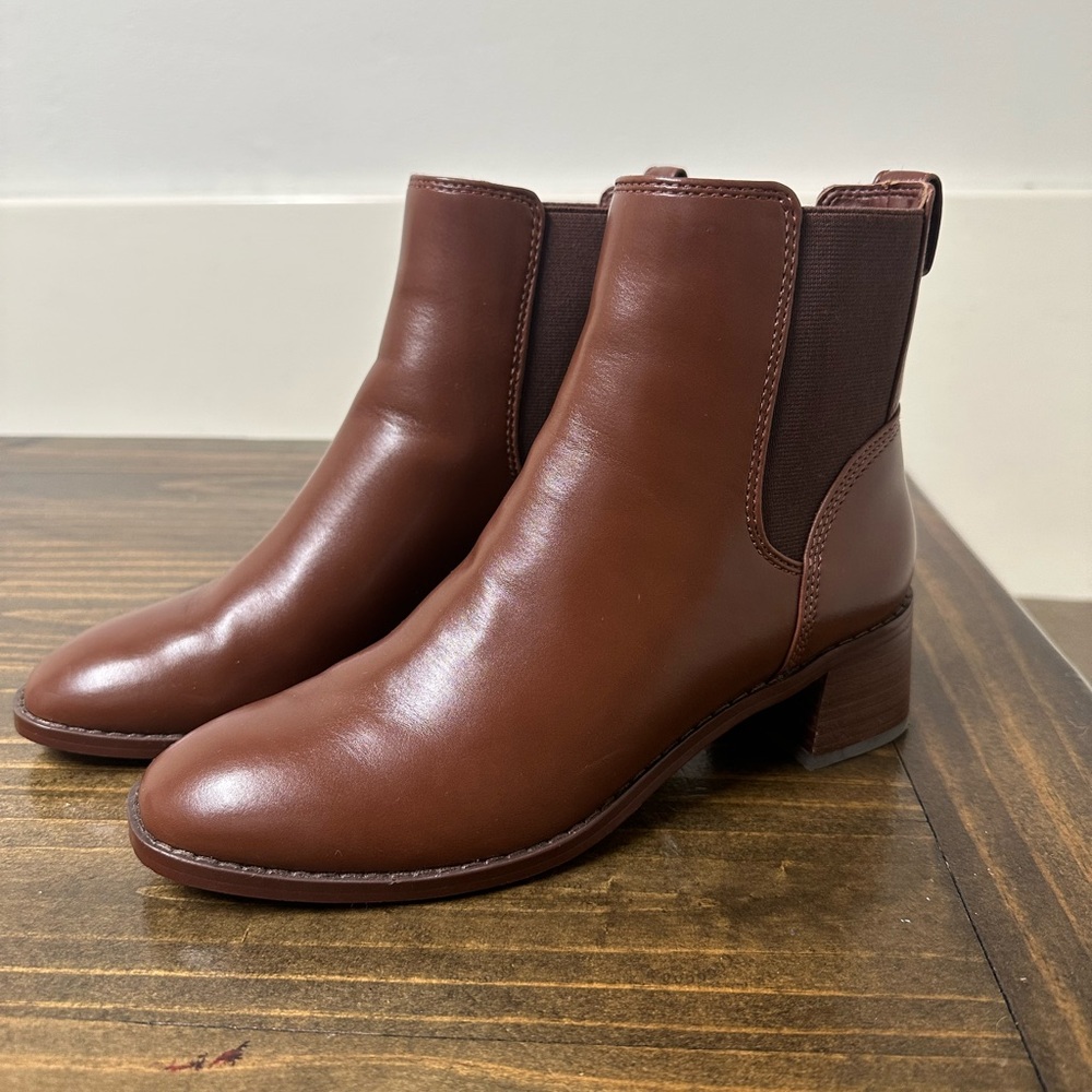 J. Crew Brown Leather Chelsea Ankle Booties